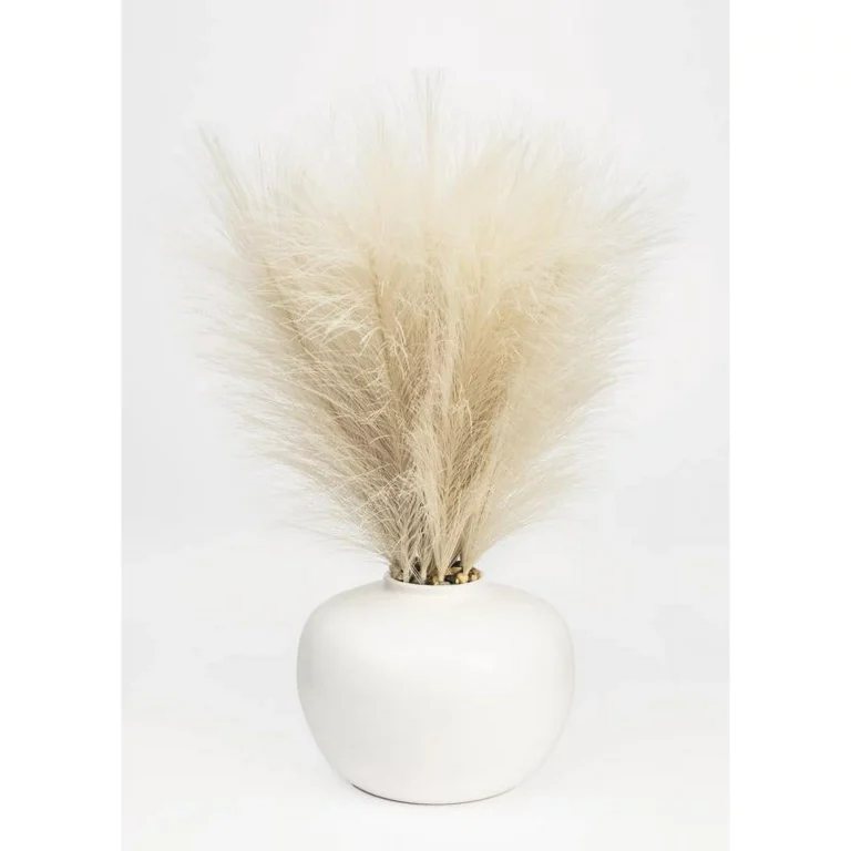 Artificial Pampas in White Rounded Ceramic Vase.webp