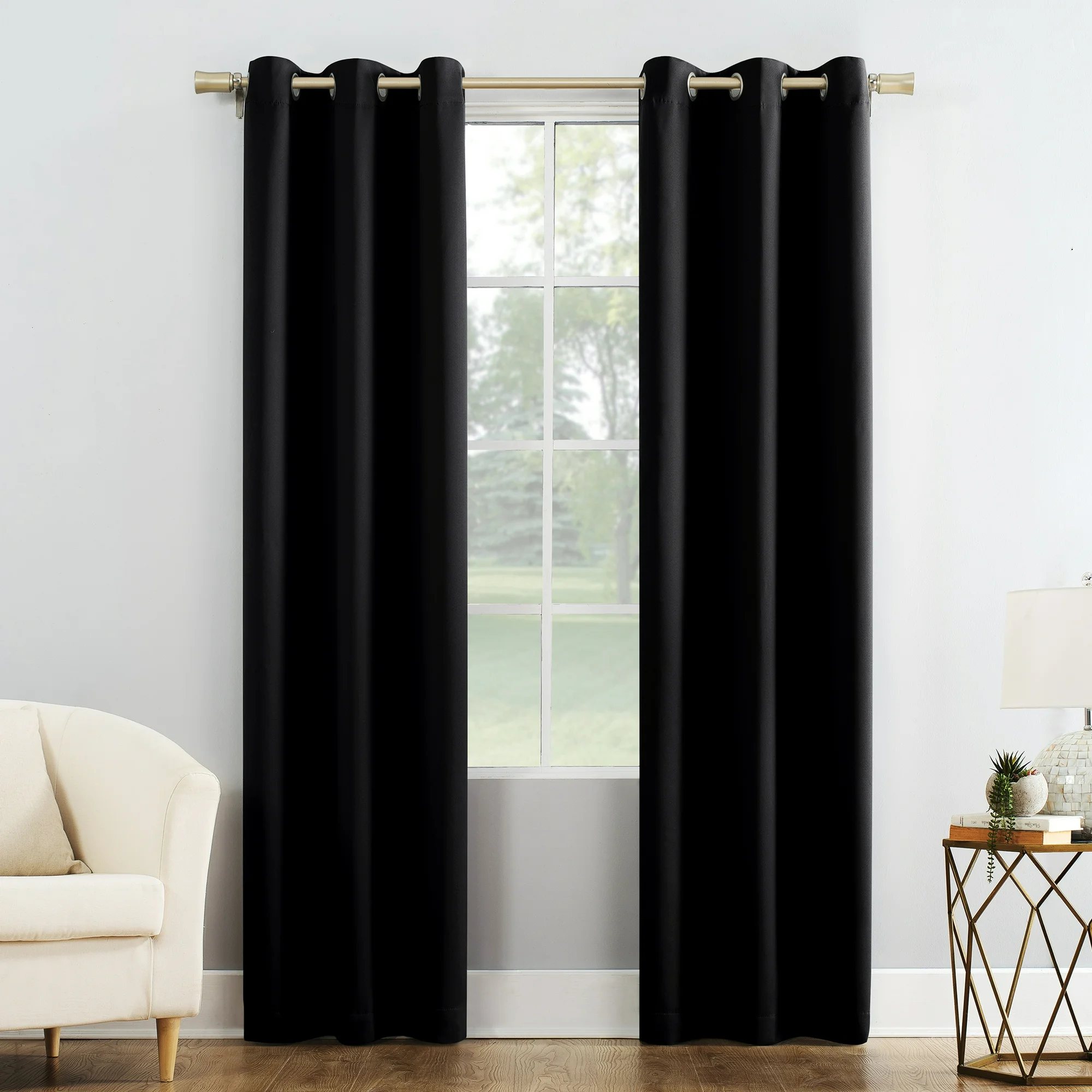 Grommet Blackout Single Curtain Panel Black 40″W x 84″L.webp